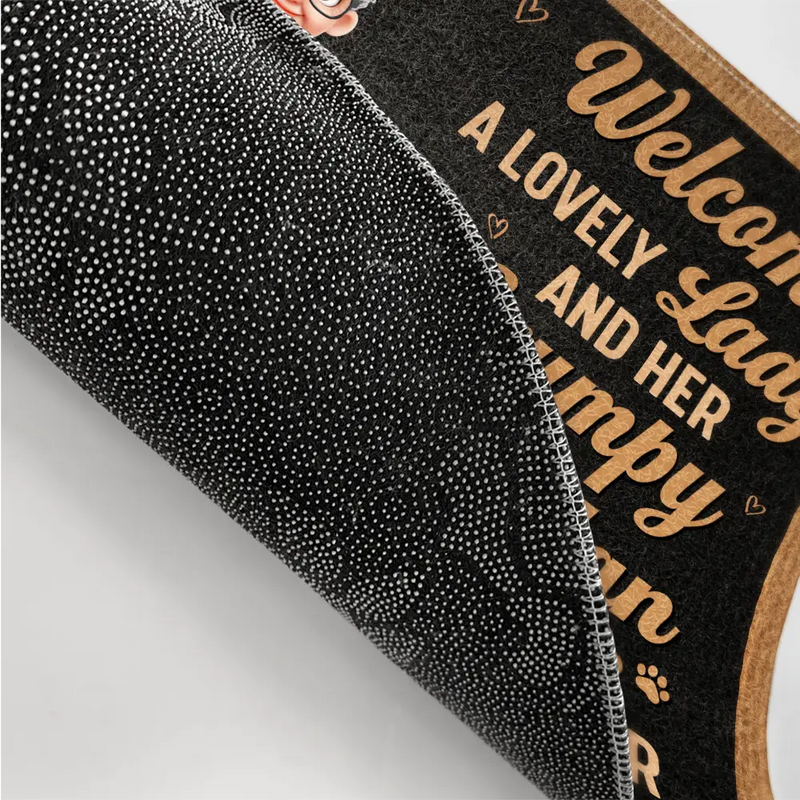 Gift For Couples,Old Couples,Gift For Husband,Gift For Wife,Dog Lovers,Dog Couple,Pet Lovers,Funny - Welcome A Lovely Lady And A Grumpy Old Man Live Here 3D Effect Dog - Personalized Doormat