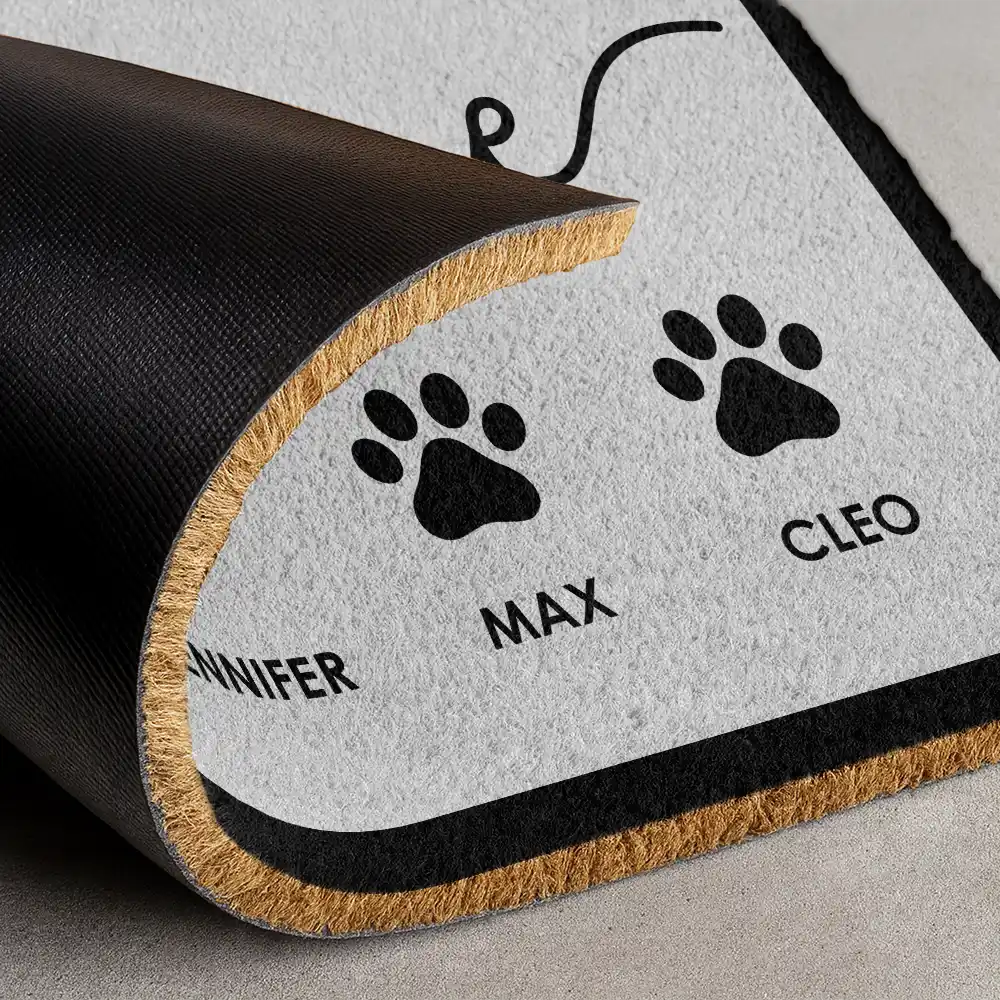 Family,Parents,Gift For Kids,Happy - Welcome Family Heart Pawprints - Personalized Coconut Doormat
