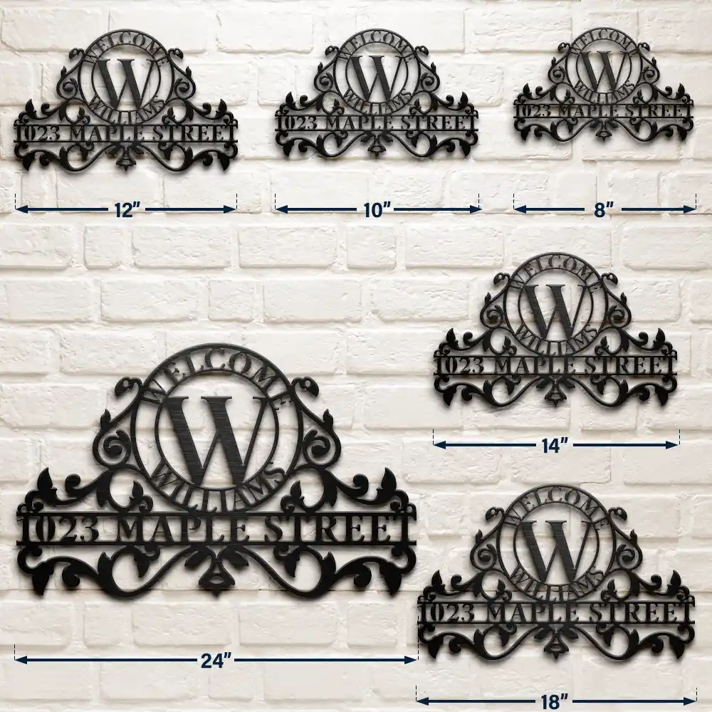 Family,Backyard - Welcome Family Name Monogram - Personalized Cutout Metal Sign