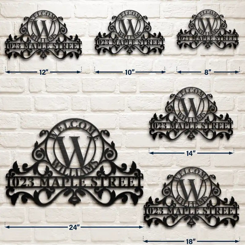 Family,Backyard - Welcome Family Name Monogram - Personalized Cutout Metal Sign