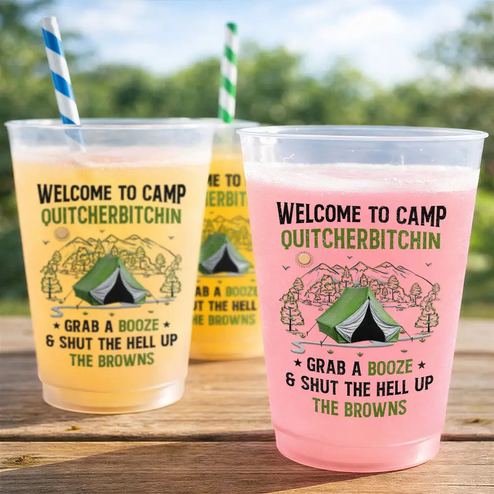Playful,Camping,Family,Summer,Custom Text - Welcome To Camping Party - Personalized Frosted Cups