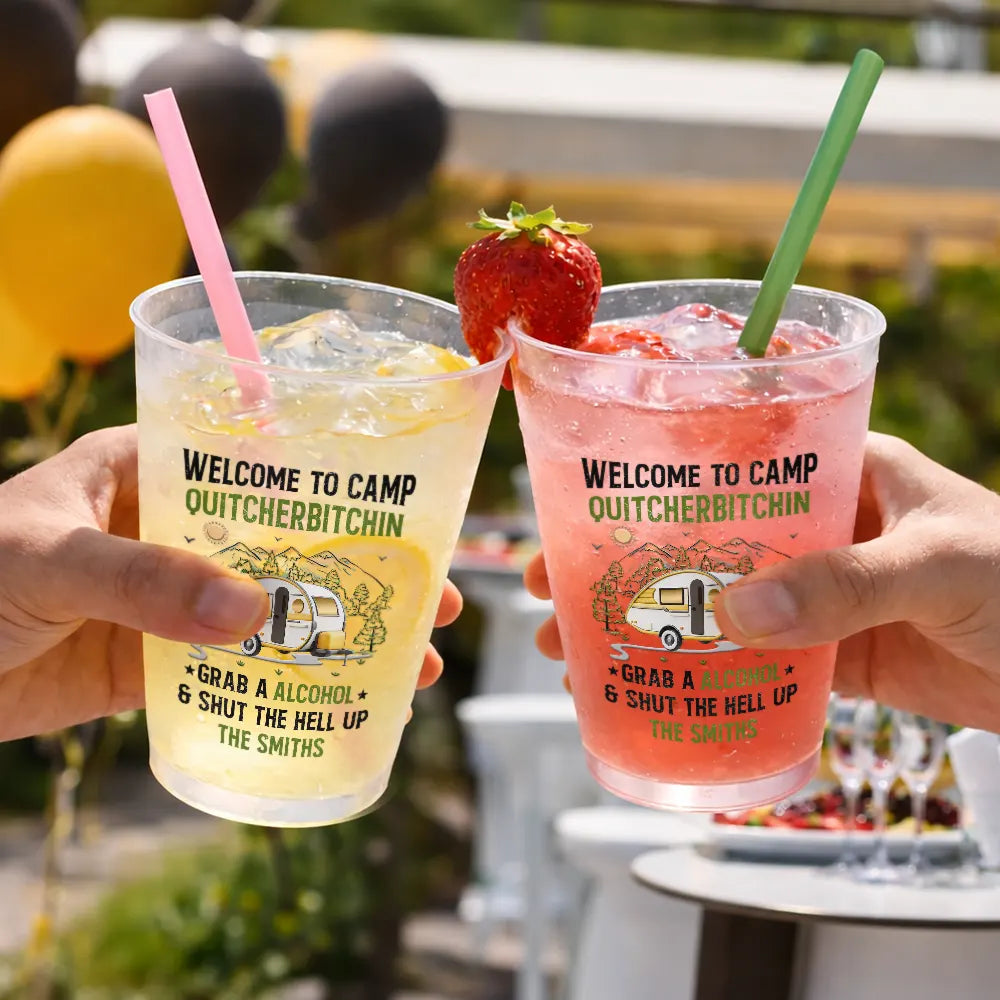 Playful,Camping,Family,Summer,Custom Text - Welcome To Camping Party - Personalized Frosted Cups