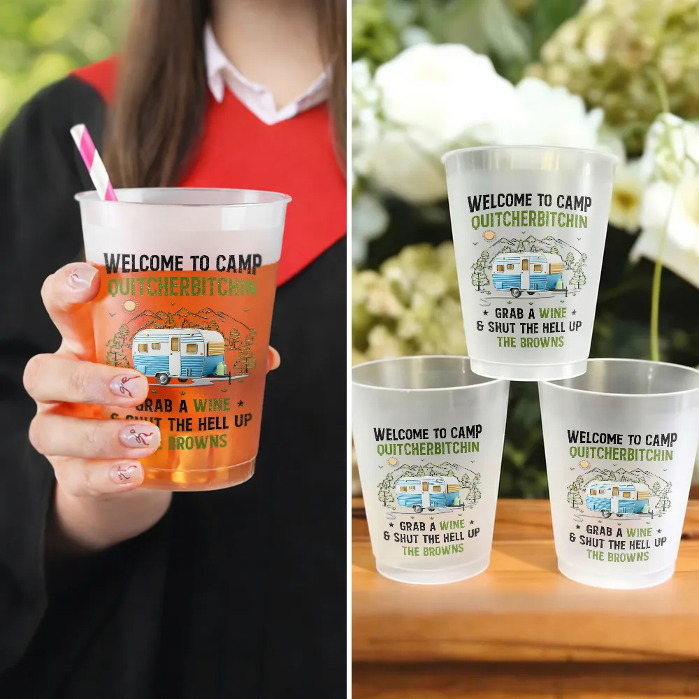 Playful,Camping,Family,Summer,Custom Text - Welcome To Camping Party - Personalized Frosted Cups