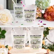 Playful,Camping,Family,Summer,Custom Text - Welcome To Camping Party - Personalized Frosted Cups