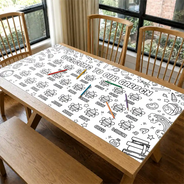 Teacher,Inspirational,Back To School,Icon,Custom Text - Welcome To First Grade Kindergarten - Personalized Coloring Tablecloth