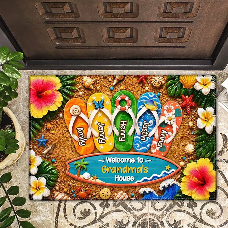 Top Market,Adorable,Grandparents,Summer,Icon - Welcome To Grandma Grandpa House - Personalized Doormat
