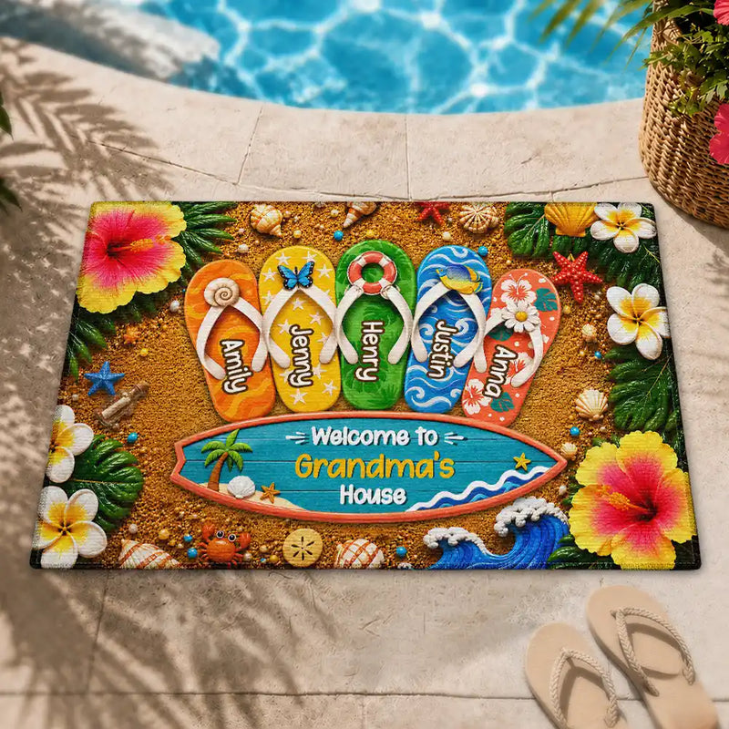 Welcome To Grandma Grandpa House - Personalized Doormat