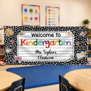 Teacher, Playful, Back To School, Custom Text - Welcome To Kindergarten Back To School - Personalized Horizontal Banner