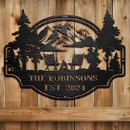 Camping,Family - Welcome To Our Campsite - Personalized Cutout Metal Sign