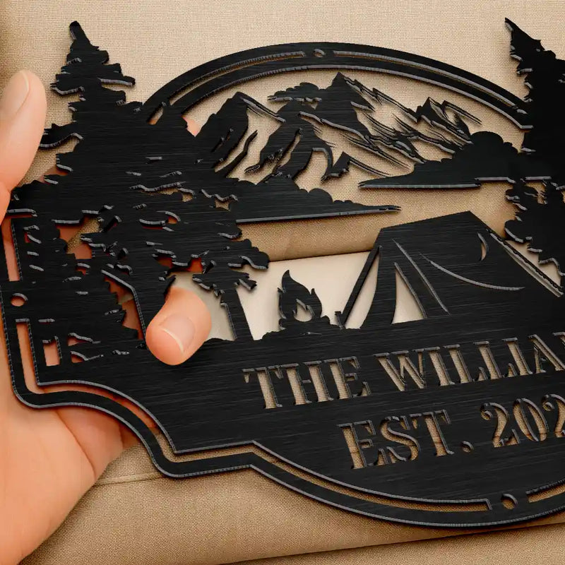 Camping,Family - Welcome To Our Campsite - Personalized Cutout Metal Sign