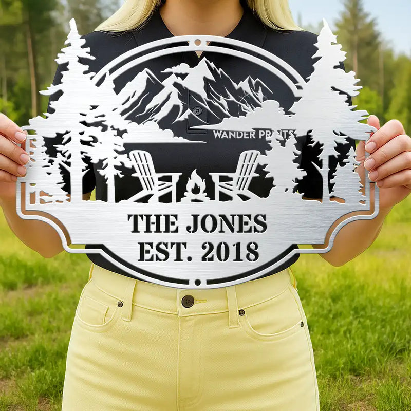 Camping,Family - Welcome To Our Campsite - Personalized Cutout Metal Sign