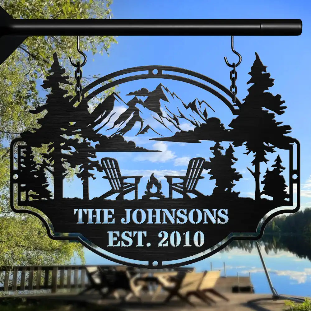 Welcome To Our Campsite - Personalized Cutout Metal Sign