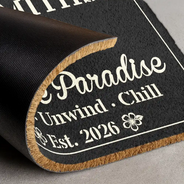 Poolside,Outdoor Decor,Summer,Top Market,Family,Cozy,Custom Text - Welcome To Our Poolside Paradise - Personalized Coconut Doormat