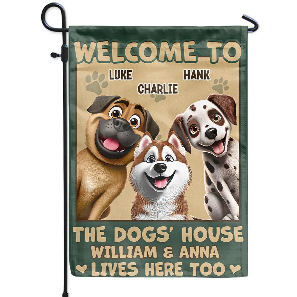Welcome To The Dog House 3d Effect - Personalized Flag