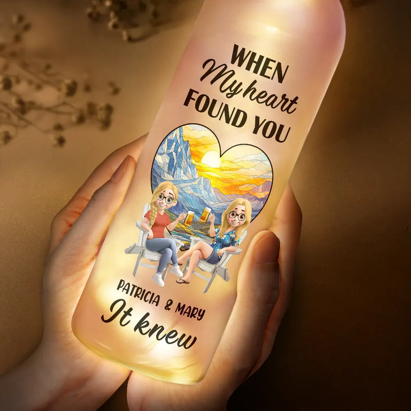 Gift For Couples,Gift For Husband,Gift For Wife,Gift For Boyfriend,Gift For Girlfriend,Love - When My Heart Found You It Knew - Personalized Bottle Light