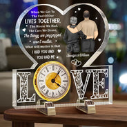 Wedding Anniversary,Gift For Couples,Gift For Husband,Gift For Wife,Happy - When We Get To The End Of Lives Couple - Personalized Acrylic Desk Clock