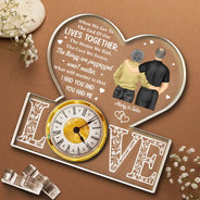 Wedding Anniversary,Gift For Couples,Gift For Husband,Gift For Wife,Happy - When We Get To The End Of Lives Couple - Personalized Acrylic Desk Clock