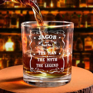 Gift For Father, Dad's Hobby, Happy - Whiskey Vintage Label The Man The Legend - Personalized Whiskey Glass