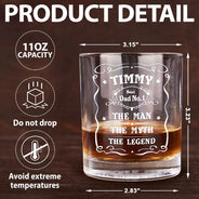 Gift For Father, Dad's Hobby, Happy - Whiskey Vintage Label The Man The Legend - Personalized Whiskey Glass