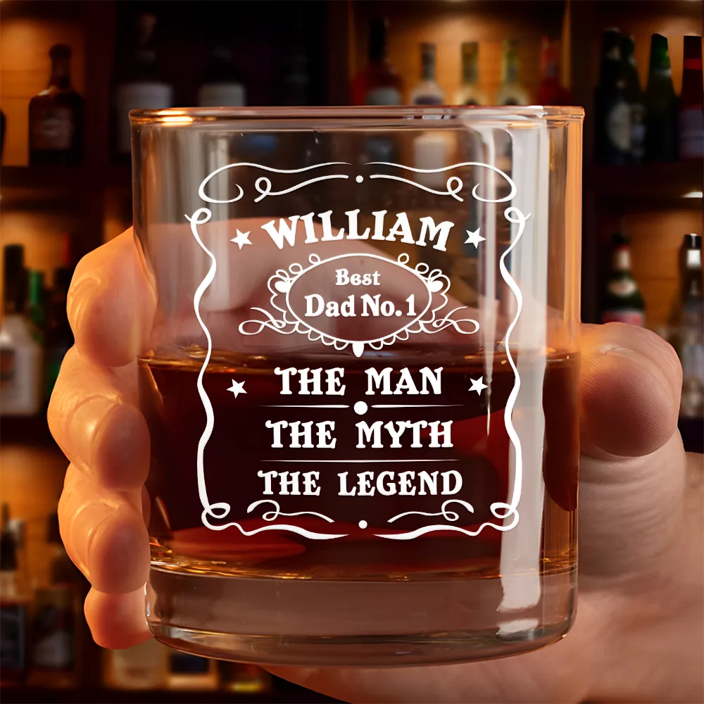 Whiskey Vintage Label The Man The Legend - Personalized Whiskey Glass