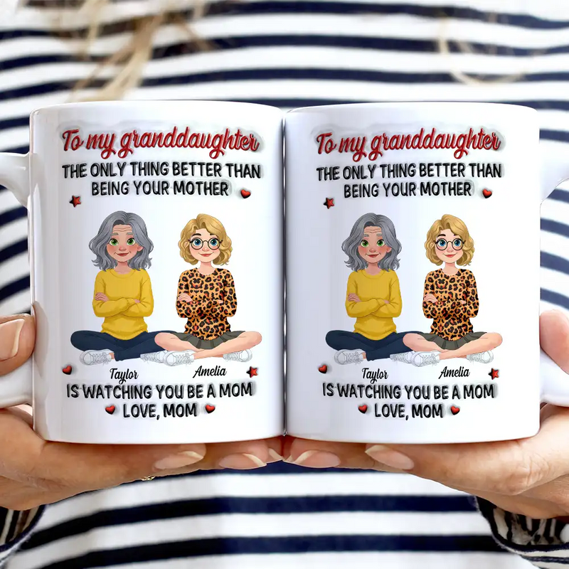 Gift For Daughter,Mom - Daughters (Adult),Dad - Daughters (Adult),Dad - Sons,Gift For Son,Mom - Sons,Gift For Grandkids,Grandma - Grandkids,Grandpa - Grandkids,Gift For Women,Gift For Men,Happy - 3D Inflated Effect Daughter Son The Only Thing Better Than Being Your Mother Father - Personalized White Edge-to-Edge Mug