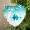 Pet Lovers, Pet Couple, Dog Lovers, Dog Couple, Cat Lovers, Cat Couple, Christmas, Love - Winter You Me And The Dog Cat - Personalized Heart Shaped Glass Ornament