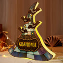 Adorable,Gift For Grandchildren,Gift For Grandkids,Gift For Grandma,Halloween,Grandma - Grandkids,Icon - Witch Hat Grandma & Grandkids - Personalized Custom Shaped Light Box