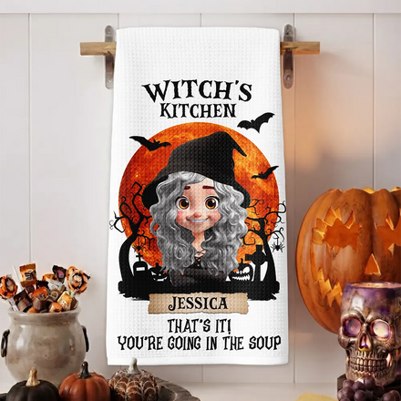 Witch Kitchen Brewing Something Special - Personalized Kitchen Towel