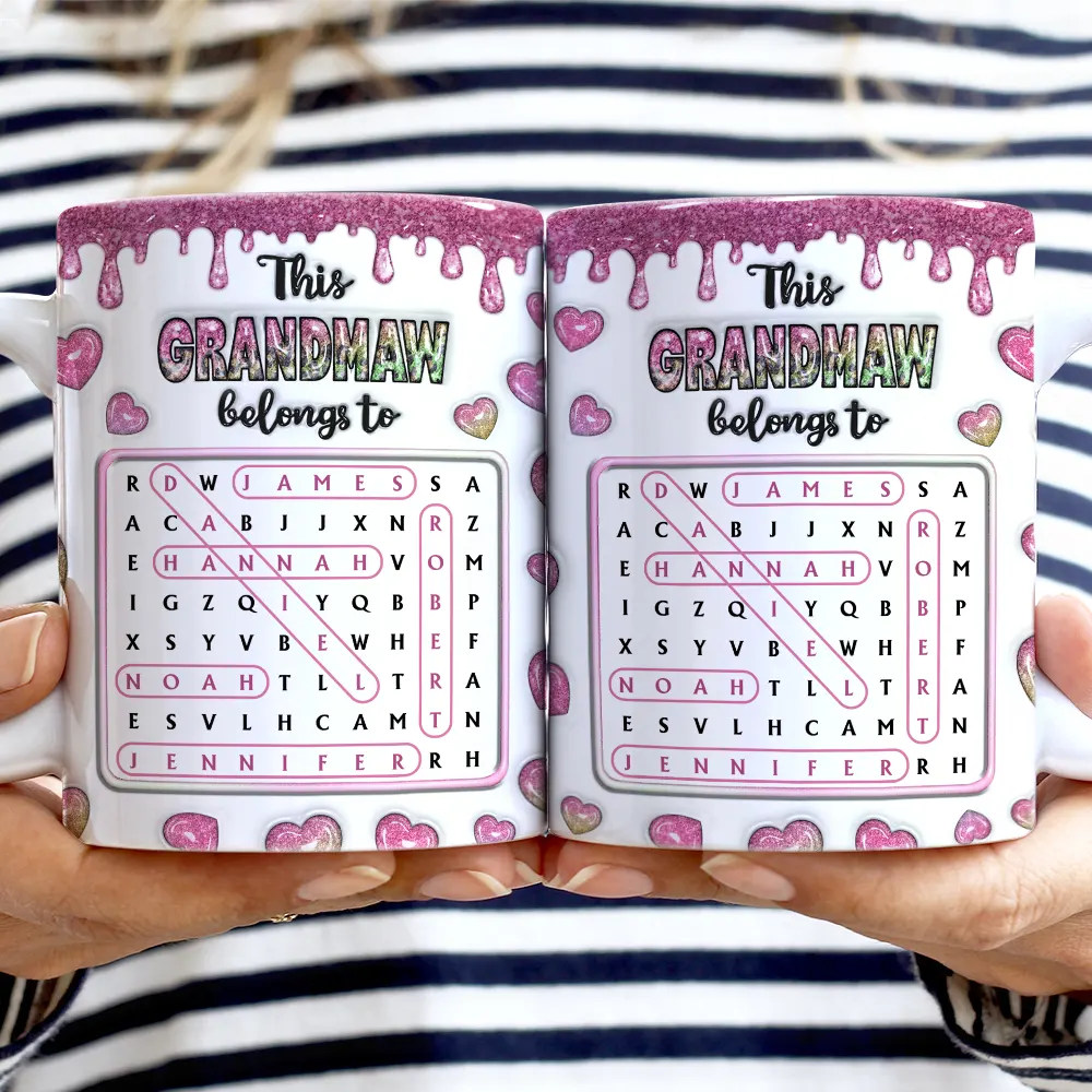 Gift For Mother,Gift For Grandma,Happy - Word Search Puzzle This Mom Grandma Belongs To - Personalized White Edge-to-Edge Mug