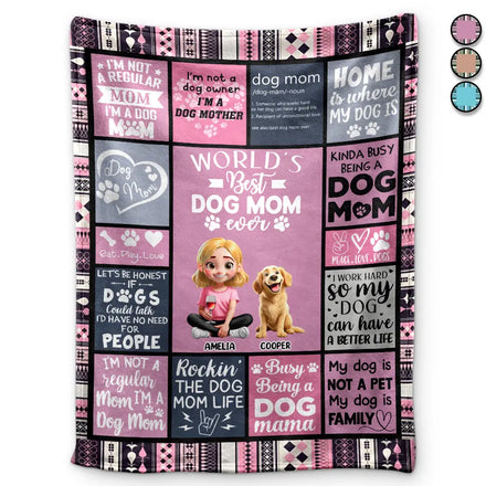 World's Best Dog Mom Ever 3D Effect - Personalized Fleece Blanket, Sherpa Blanket