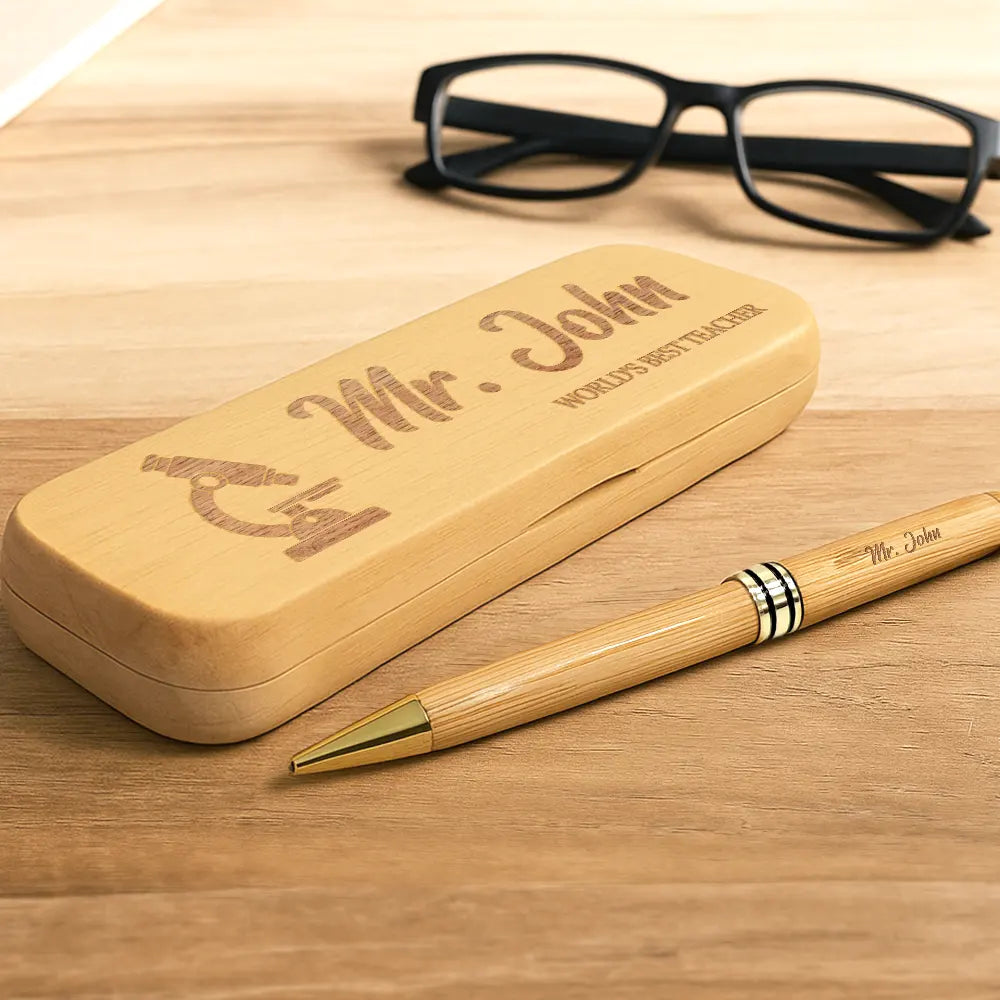 Teacher,Happy - World's Best Teacher - Personalized Wooden Pen Set