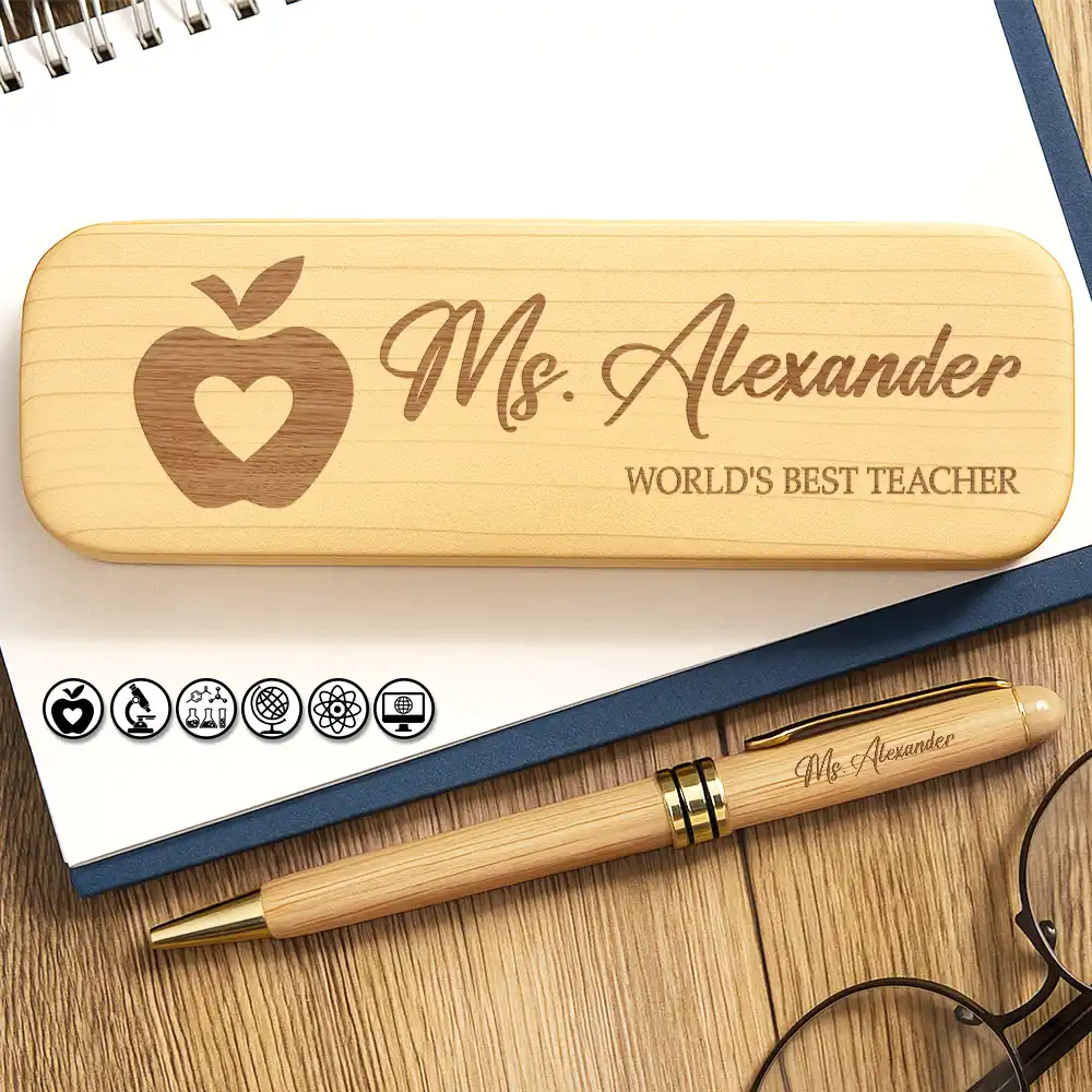 World's Best Teacher - Personalized Wooden Pen Set