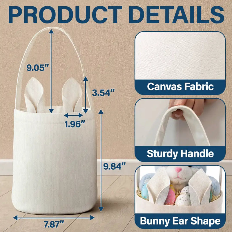 Grandpa - Grandkids,Gift For Kids,Grandma - Grandkids,Gift For Grandkids,Dad - Children,Mom - Children,Parents,Easter - Kids Sitting With Easter Alphabet Letters - Personalized Bunny Ears Bucket Bag