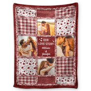 Gift For Couples,Gift For Women,Gift For Men,Gift For Husband,Gift For Wife,Gift For Girlfriend,Gift For Boyfriend,Christmas,LGBT,Love - Custom Photo Our Love Story Couples - Personalized Fleece Blanket, Sherpa Blanket
