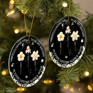 Gift For Sisters,Gift For Women,Christmas,Happy,Gift For Bestie - I Would Choose You To Be My Besties Sisters Birth Flower Nacre Effect - Personalized Circle Ceramic Ornament