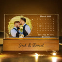 Love,Anniversary,Wedding Anniversary,Gift For Couples,Engaged,Married  - Custom Photo Calendar The Day We Became Mr & Mrs Couple Married Engaged Wedding Gift - Personalized Rectangle LED Light