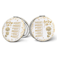 Gift For Yourself,Gift For Women,Happy,Gift For Men - God Says I Am Birth Flower 3D Effect Name Letter In Bible - Personalized Circle Compact Mirror