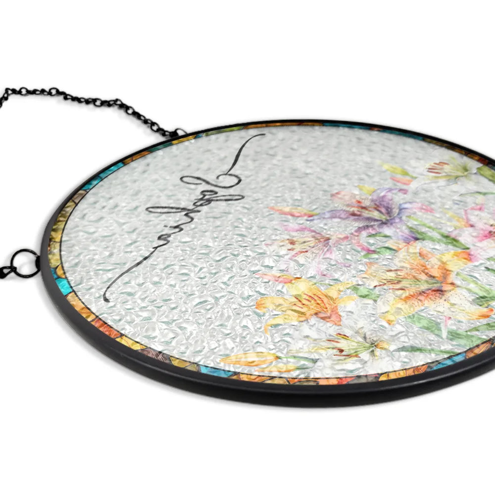 Gift For Yourself,Gift For Women,Happy - Birth Month Flower Watercolor Blooming In Love - Personalized Stained Glass Window Hanging Suncatcher