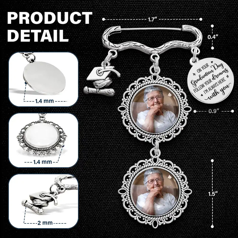 Graduation,Gift For Yourself,Gift For Girlfriend,Family,Memorial - Custom Photo Always On My Mind, Forever In My Heart - Personalized Graduation Tassel Pin