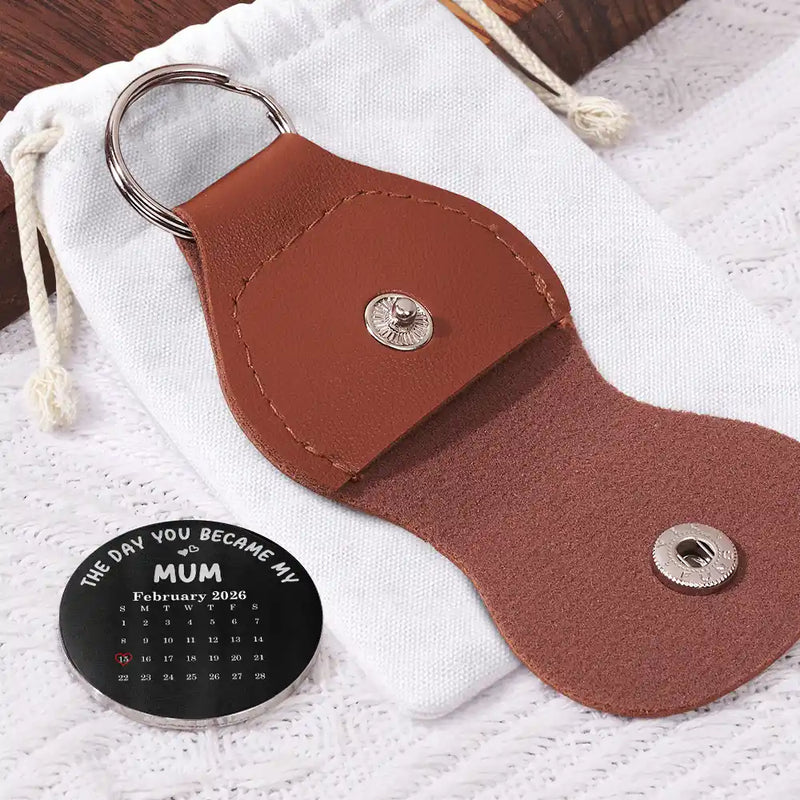 Gift For Father,Gift For Men,Gift For Husband,Happy,Gift For Mother,Gift For Women,New Dad,New Mom - Custom Photo Calendar The Day You Became My Daddy Papa - Personalized Leather Pocket Hug