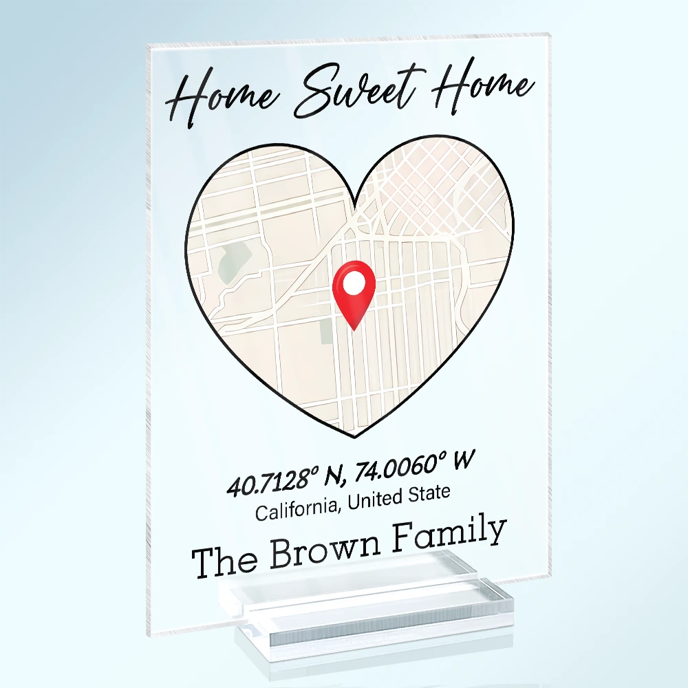 Family,Gift For Father,Gift For Mother,Gift For Son,Gift For Daughter,Love,Gift For Grandma,Gift For Grandpa - Location Map Location Coordinates Our First Home - Personalized Vertical Rectangle Acrylic Plaque