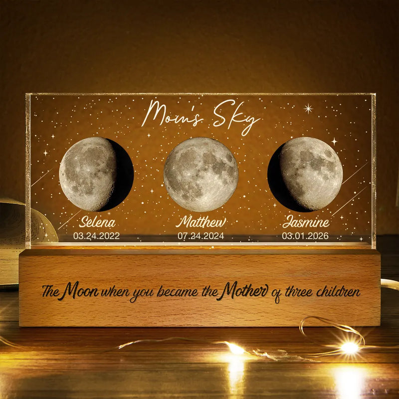 Gift For Mother,Gift For Women,Happy,Gift For Wife,Family - Moon Phase Custom Photo Mom Sky The Moon When You Became A Mother - Personalized Rectangle LED Light
