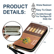 Gift For Wife,Gift For Girlfriend,Gift For Yourself,Gift For Women,Gift For Aunt,Gift For Mother,Gift For Grandma,Gift For Daughter,Gift For Sisters,Gift For Bestie,Happy,Christian,Icon - Created With A Purpose Birth Month Flower - Personalized Leather Long Wallet