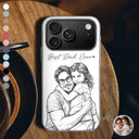 Gift For Father,Gift For Grandpa,Non-Eng,Photo - Pencil Sketch (Bold),Proud - Custom Photo Bold Sketch Best Dad Grandpa Ever Family Portrait - Personalized Clear Phone Case