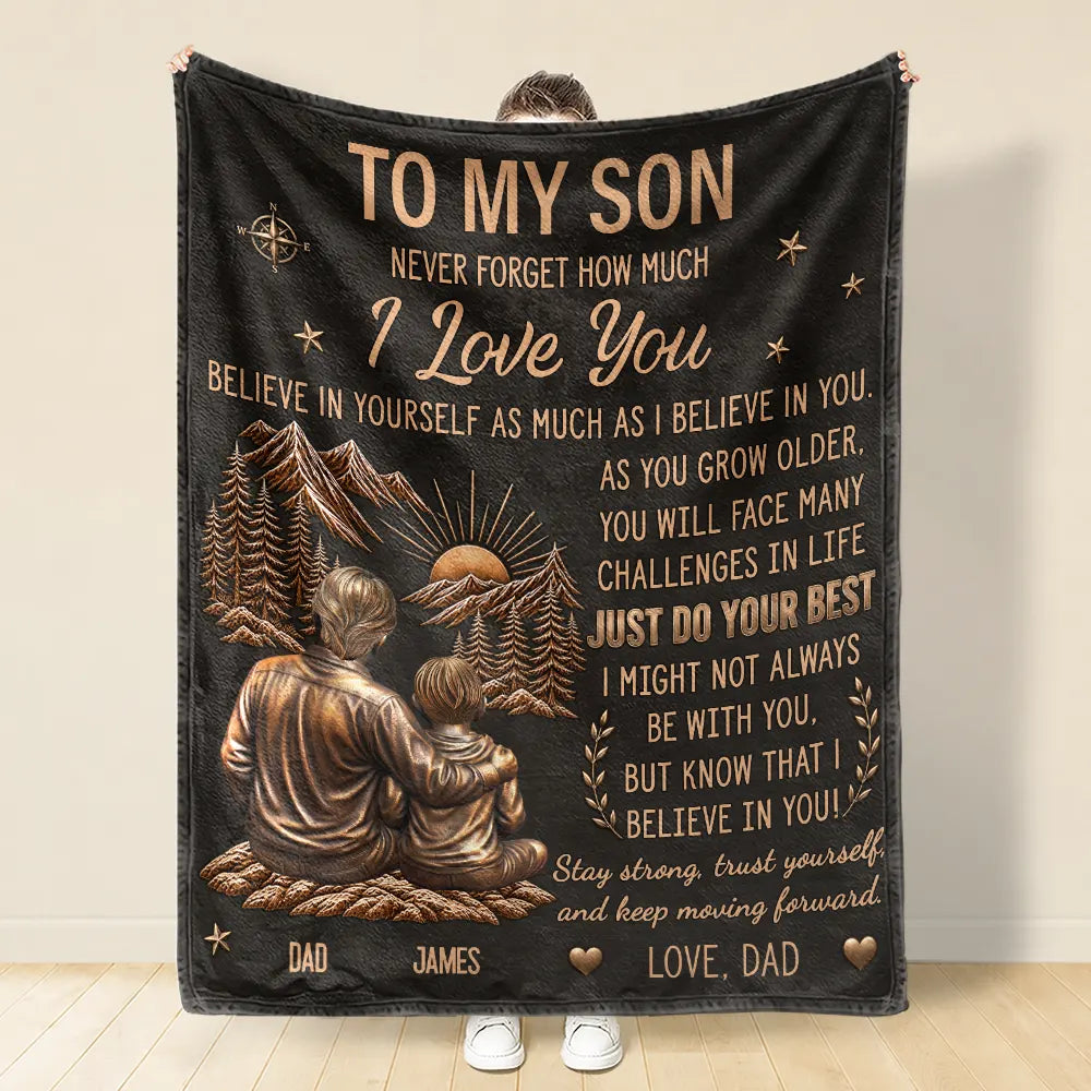 Gift For Son,Gift For Children,Inspirational,Vector - My Son Grandson Keep Moving Forward Just Do Your Best - Personalized Fleece Blanket, Sherpa Blanket