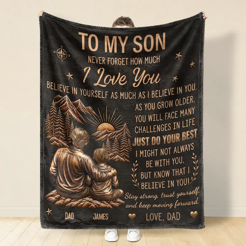 Gift For Son,Gift For Children,Inspirational,Vector - My Son Grandson Keep Moving Forward Just Do Your Best - Personalized Fleece Blanket, Sherpa Blanket