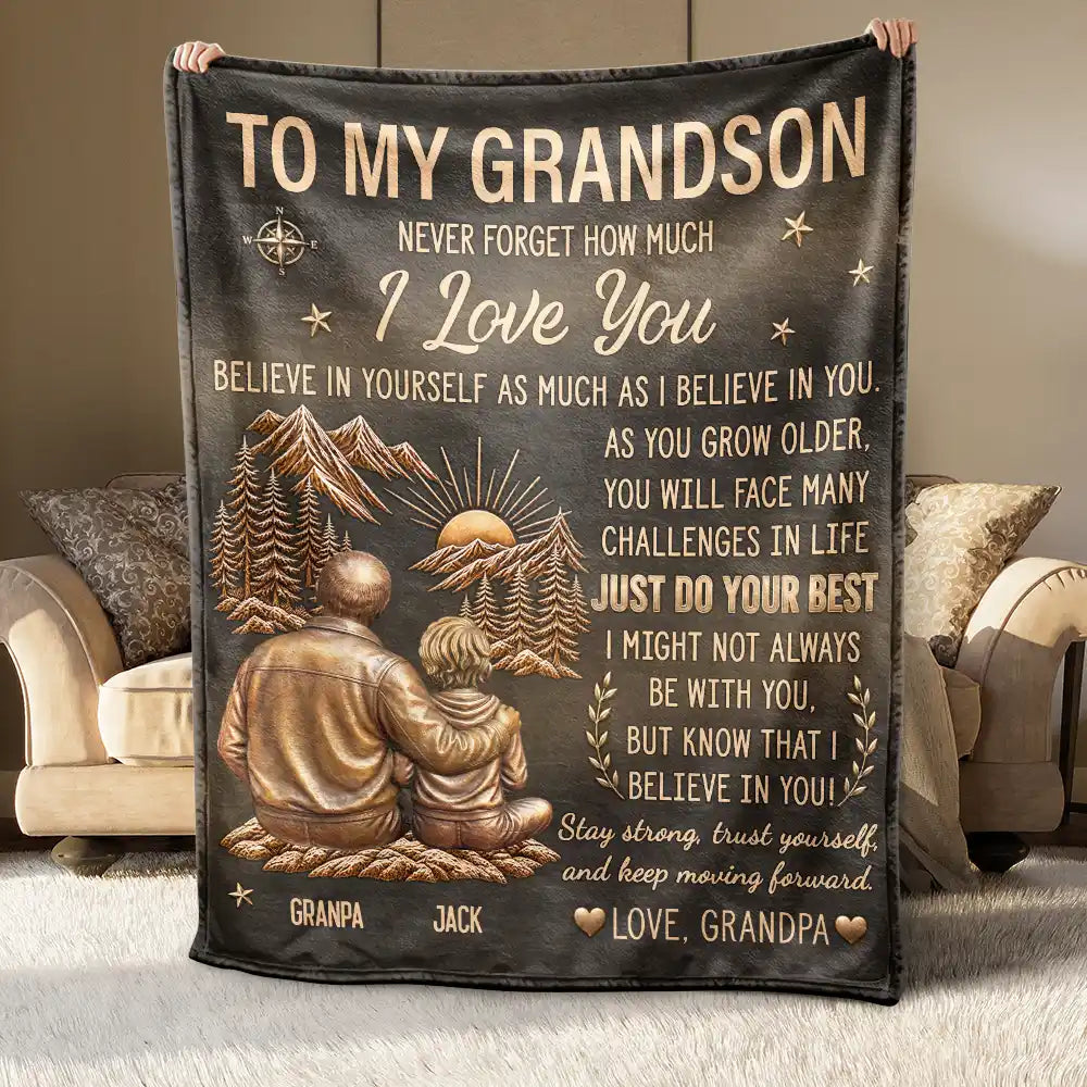 Gift For Son,Gift For Children,Inspirational,Vector - My Son Grandson Keep Moving Forward Just Do Your Best - Personalized Fleece Blanket, Sherpa Blanket