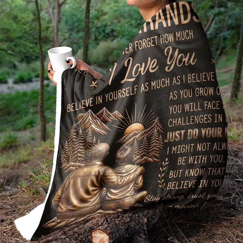 Gift For Son,Gift For Children,Inspirational,Vector - My Son Grandson Keep Moving Forward Just Do Your Best - Personalized Fleece Blanket, Sherpa Blanket