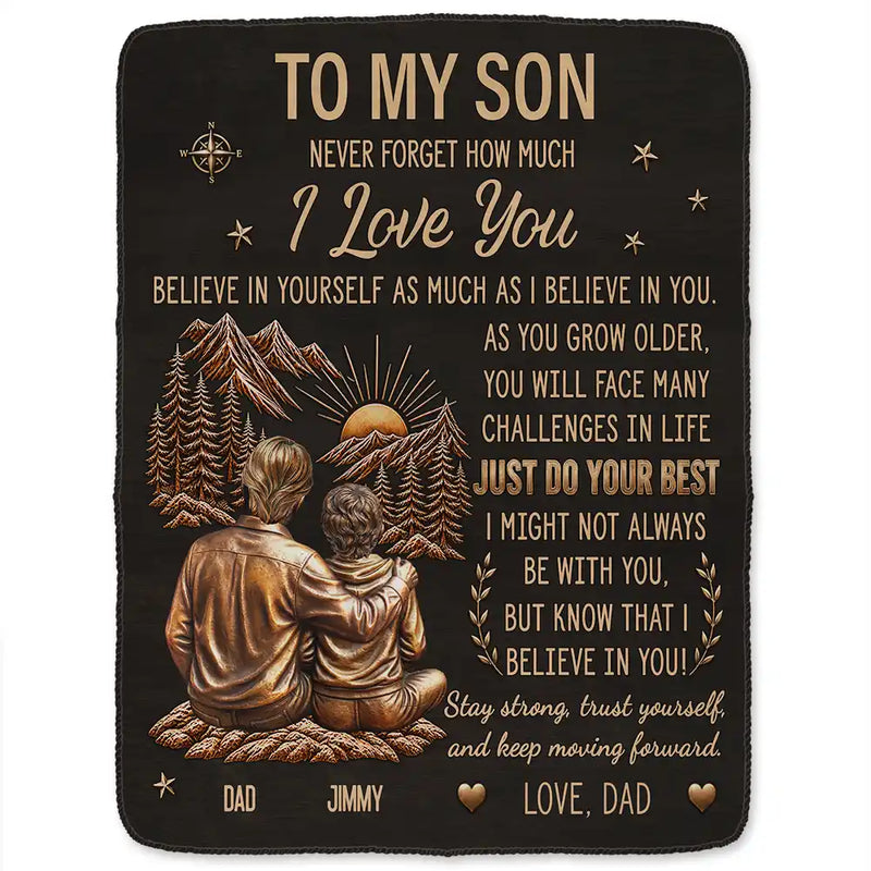 Gift For Son,Gift For Children,Inspirational,Vector - My Son Grandson Keep Moving Forward Just Do Your Best - Personalized Fleece Blanket, Sherpa Blanket