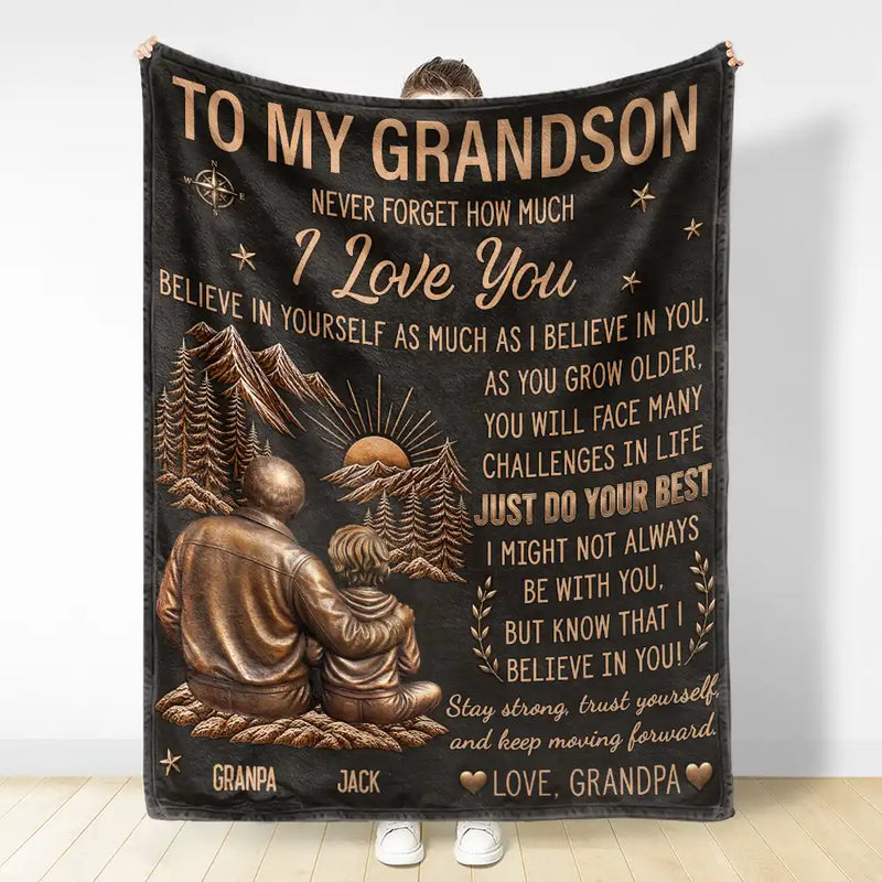 Gift For Son,Gift For Children,Inspirational,Vector - My Son Grandson Keep Moving Forward Just Do Your Best - Personalized Fleece Blanket, Sherpa Blanket
